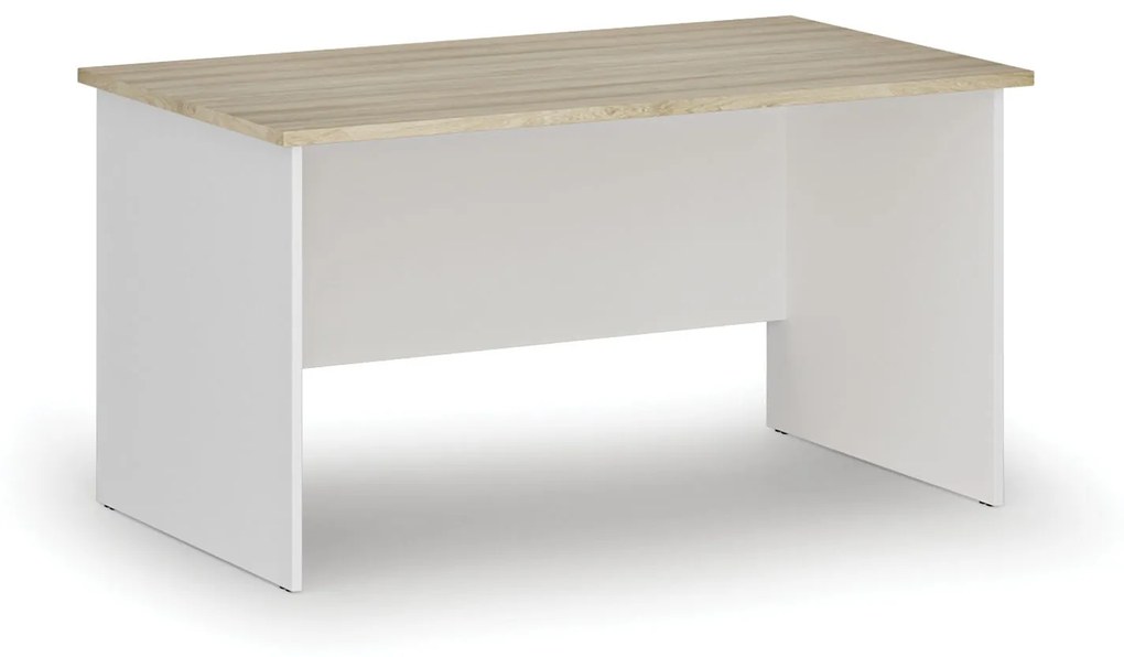 Kancelársky písací stôl rovný PRIMO WHITE, 1400 x 800 mm, biela/dub prírodný