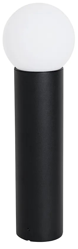 Čierna vonkajšia stojaca lampa s opálovým sklom 50 cm IP44 - Huma
