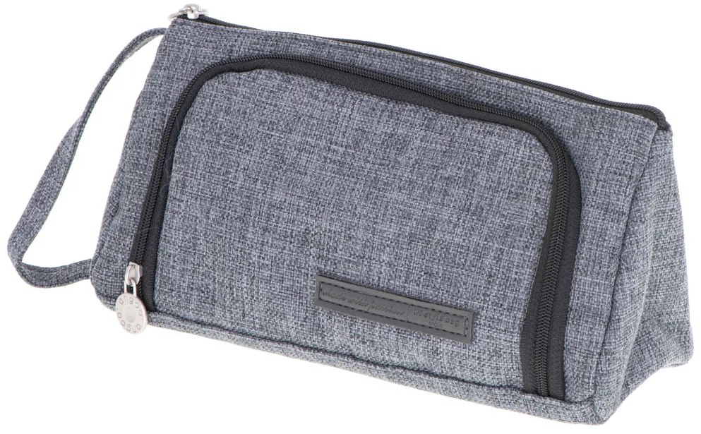 KIK Školský peračník s dvojitým vreckom vanity case sivý