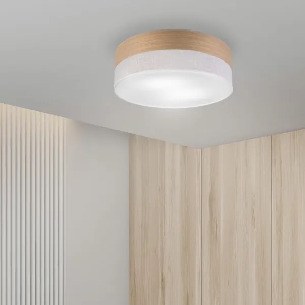 Stropné svietidlo SIRJA WOOD 2xE27/15W/230V pr. 45 cm biela/dub