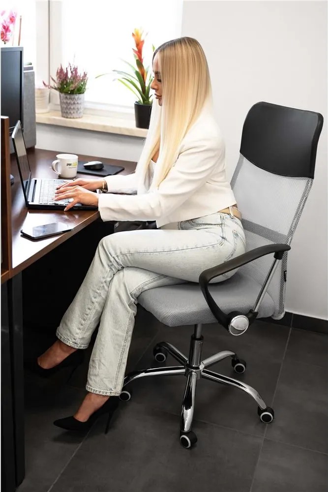 Kancelárska stolička Springos HF0032 – otočná, na kolieskach, sivo-čierna