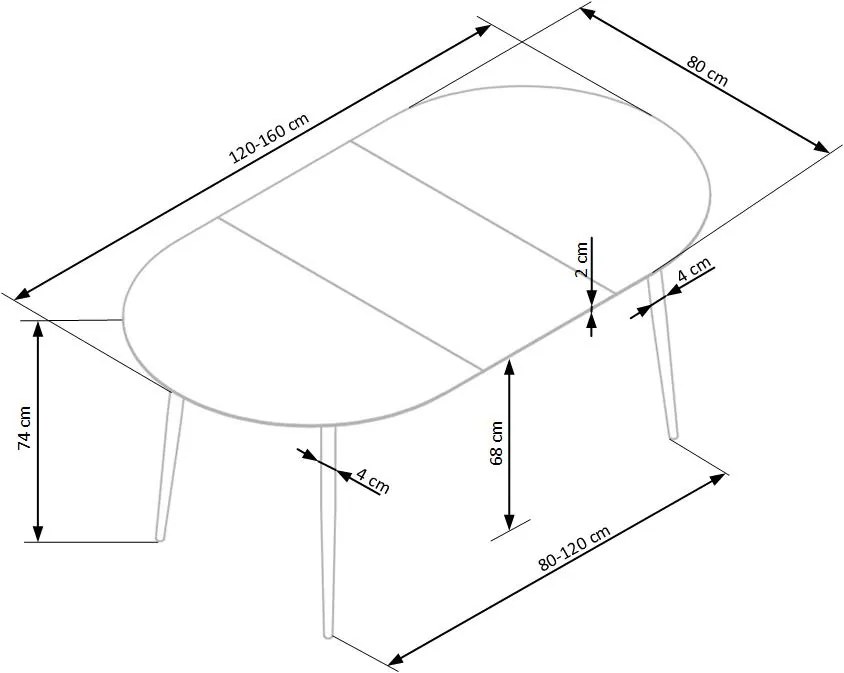 Rozkladací jedálenský stôl ZENITH v dekore dub 120(160)x80