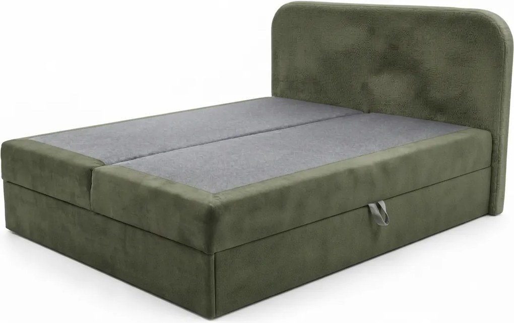 Čalúnená posteľ boxspring FORENA 180x200 cm tmavozelená Matrac: Bonell pružinová matrac