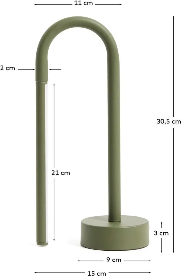 Zelená kovová LED stolová lampa (výška 30 cm) Bow – Kave Home