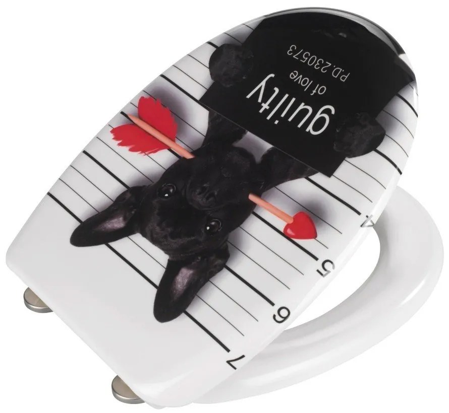 Záchodová doska s automatickým zatváraním 37,5 x 41,5 cm Guilty Dog – Wenko