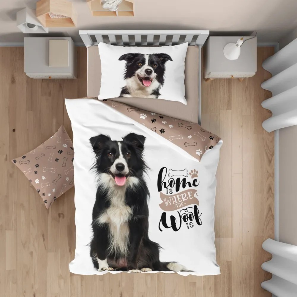 Bavlnené posteľné obliečky Border kólia - 100% bavlna - 140 x 200 cm + 70 x 90 cm