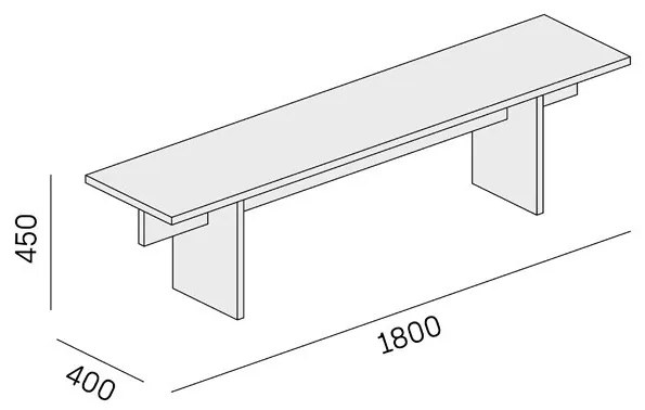 Lavica SOLID, 1800 x 400 x 443 mm, dub prírodný