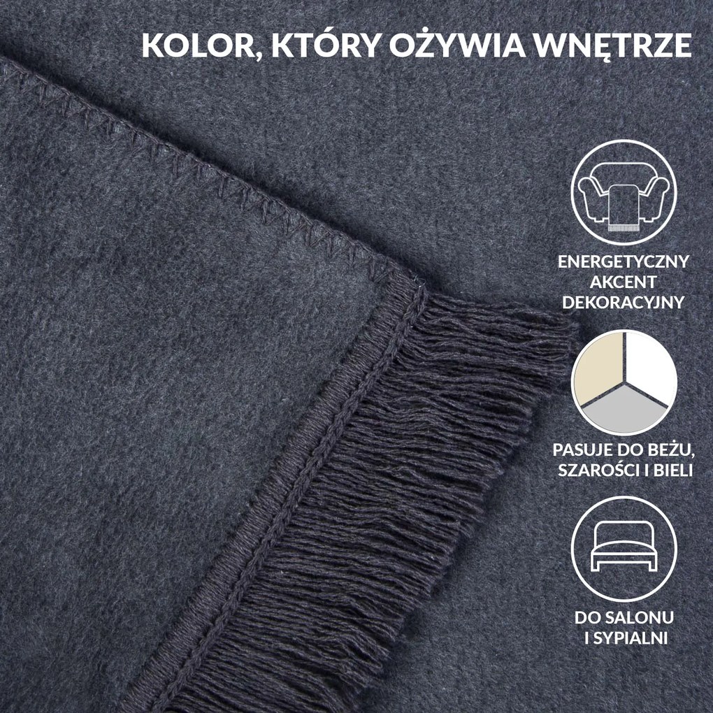 BAVLNENÁ DEKA BAT 150X200 CM ANTRACITOVÁ