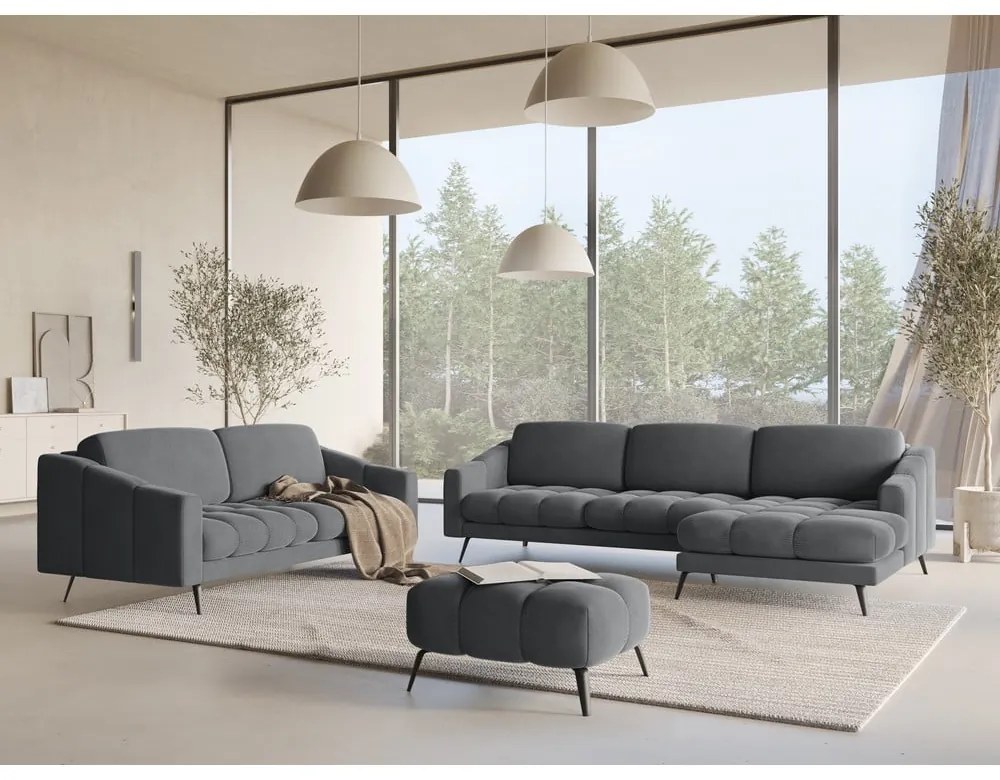 Sivá zamatová pohovka 238 cm Nalu – Makamii