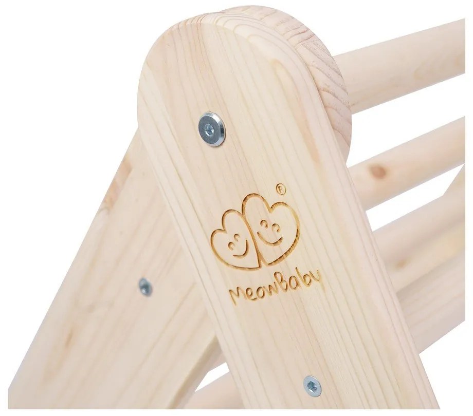 Ružový/v prírodnej farbe pikler trojuholník z borovicového dreva 61x60x60 cm Montessori – Meowbaby