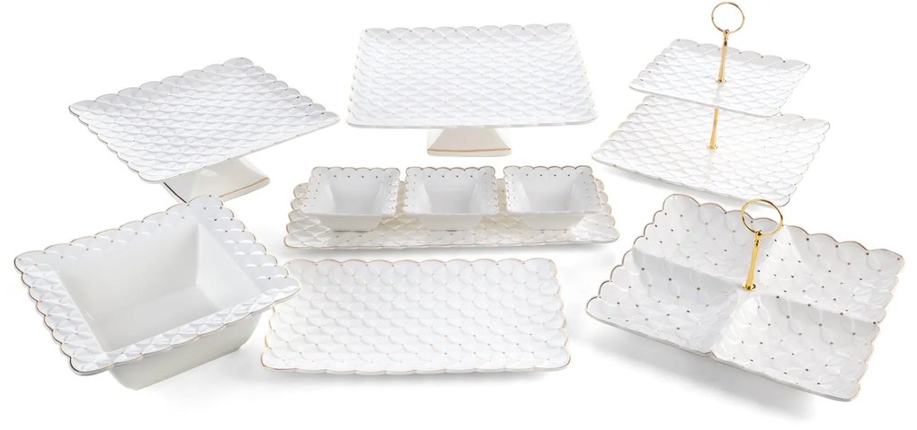 DEKORAČNÝ KERAMICKÝ PODNOS BELIA 27X27X10 CM KRÉMOVÁ