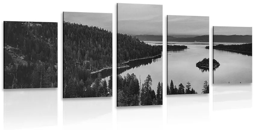 5-dielny obraz jazero pri západe slnka v čiernobielom prevedení Varianta: 100x50