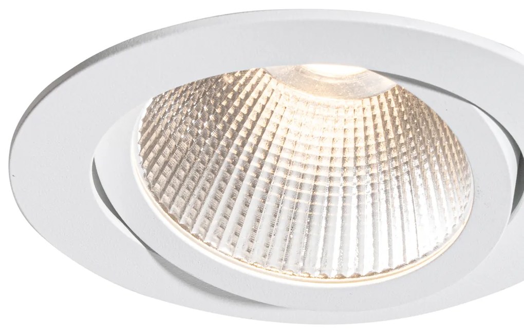 Zapustený reflektor biely 9,5 cm vrátane LED 1300 lm stmievateľný IP65 - Gaius