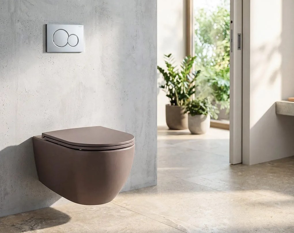 Isvea Isvea, INFINITY závesná WC misa, Rimless, 36,5x53cm, taupe, 10NF02005-2H