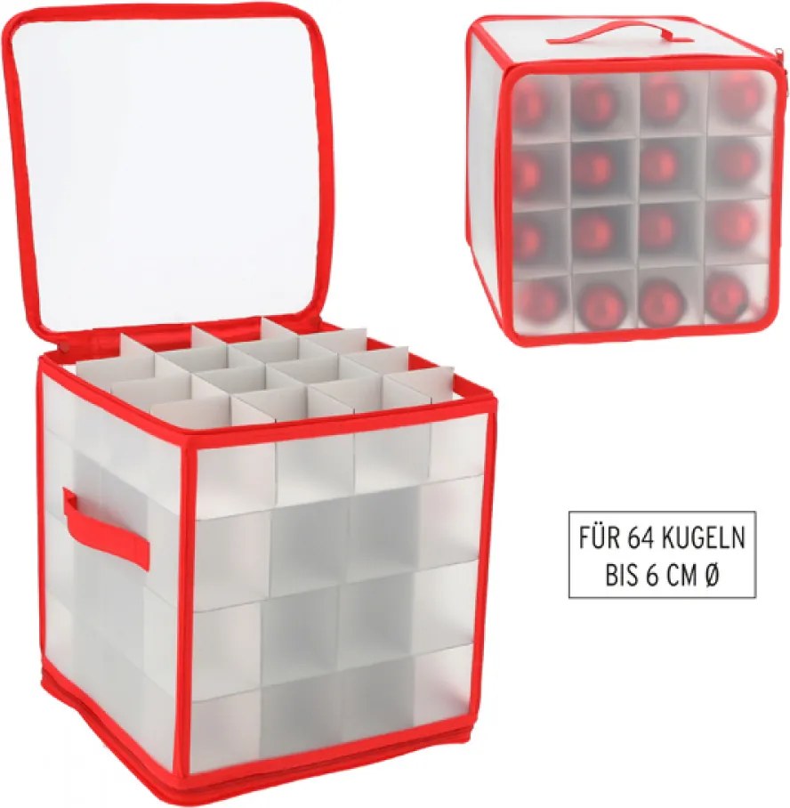 VERK GROUP Vianočný úložný box na banky, gule a vianočné ozdoby, na 64 kusov