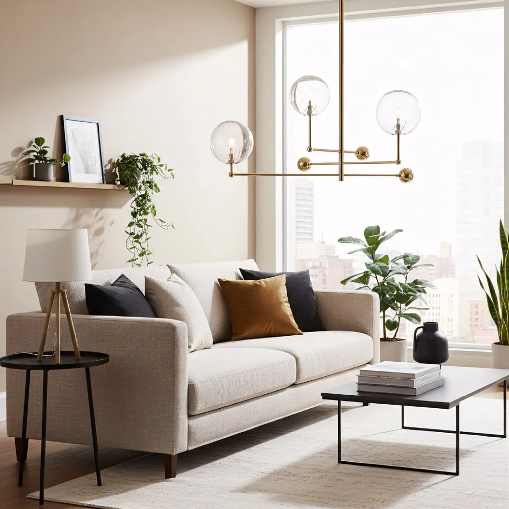 Toolight Toolight, Závesná lampa sklenené gule 3 ks APP918-3CP, zlatá, OSW-03230