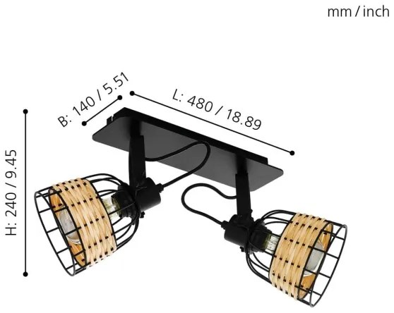 Eglo 43325 - Bodové svietidlo ANWICK 1 2xE27/40W/230V