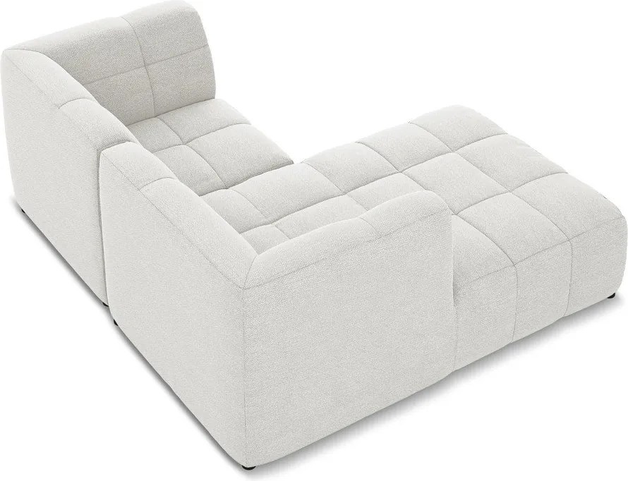 Biela rohová pohovka z textílie buklé (ľavý roh/s leňoškou) Aloha – Makamii