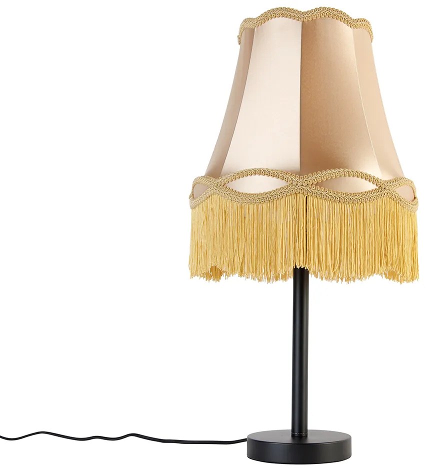 Klasická stolná lampa čierna s tienidlom Granny zlatá 30 cm - Simplo