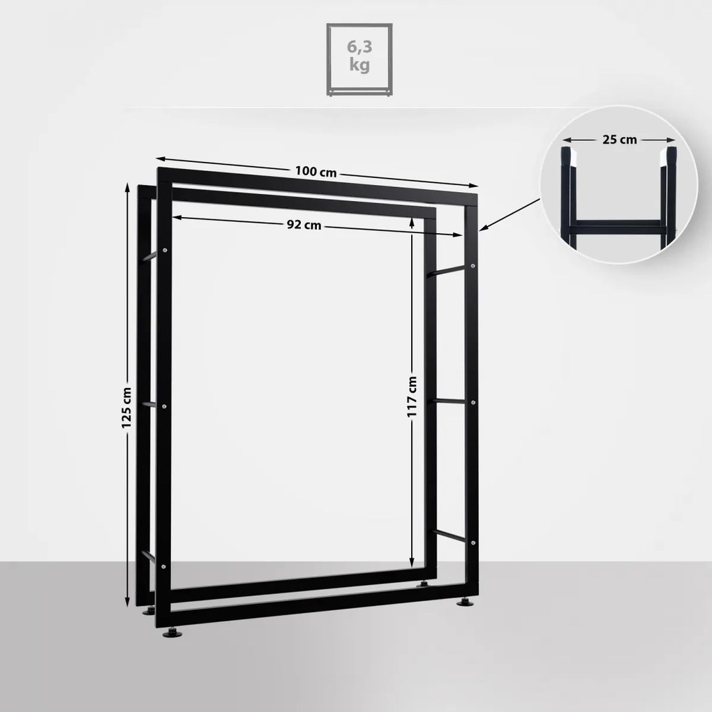 Stojan na drevo Keri V2 25x100x125, čierna