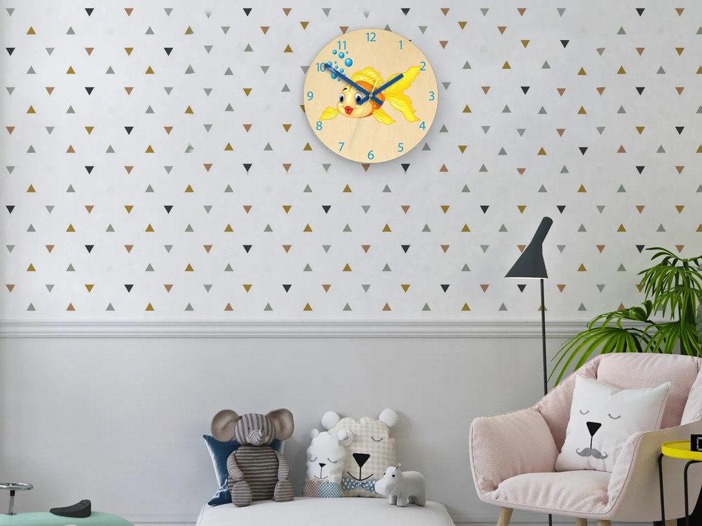 Dětské nástěnné hodiny Ami Zlatá rybka 30 cm vícebarevné