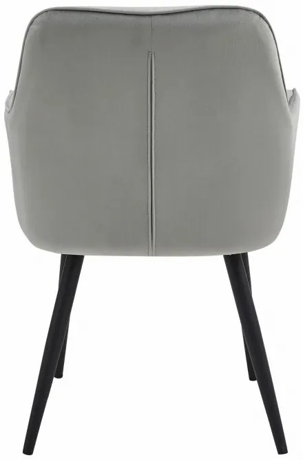 Jedálenská stolička JORK zamatová, strieborná / sivá (čierne nohy)