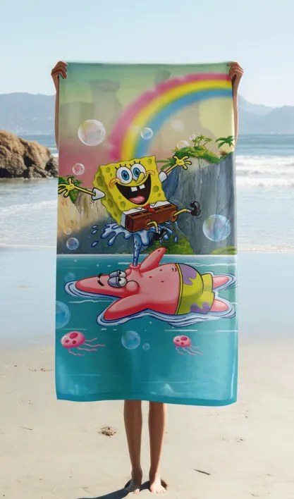 Jerry Fabrics Bavlnená froté osuška 70 x 140 cm - Sponge Bob "Tropical Duo"
