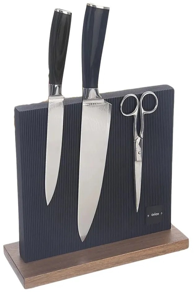 Orion Magnetický stojan na nože, čierny s drevom