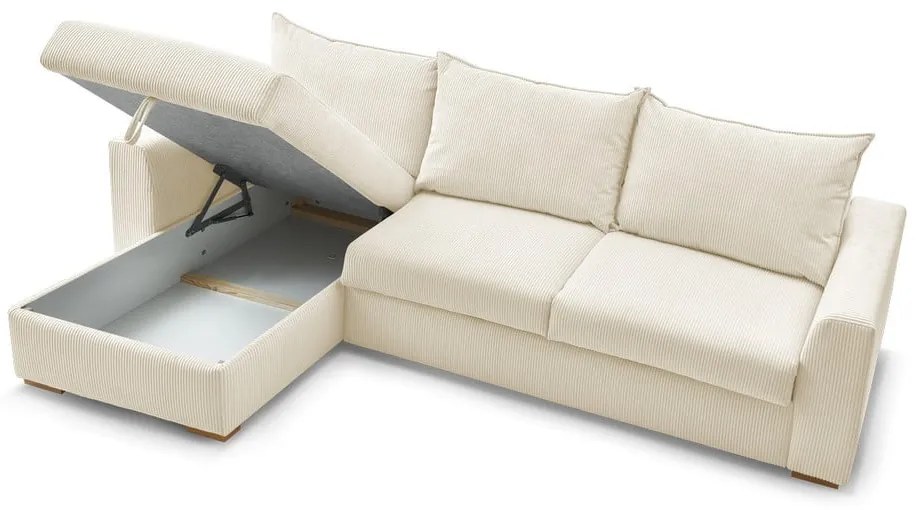 Krémová menčestrová rozkladacia rohová pohovka (variabilná) Augustin – Bobochic Paris