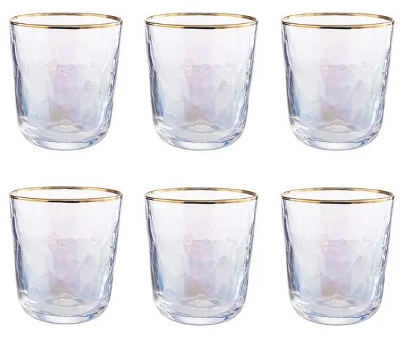 SMERALDA Sada pohárov so zlatým okrajom 280 ml 6 ks