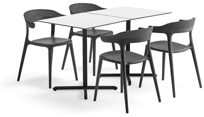 Jedálenská zostava: Stôl Becky + 4 antracitové stoličky Creek