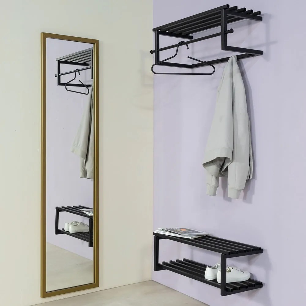 Čierny kovový nástenný vešiak s poličkou Marco – Spinder Design