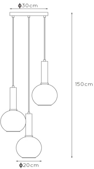 Lucide 45402/13/30 - Luster na lanku MARIUS 3xE27/40W/230V čierna