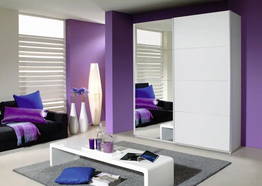 Šatníková skriňa Quadra, 181 cm, biela/zrkadlo