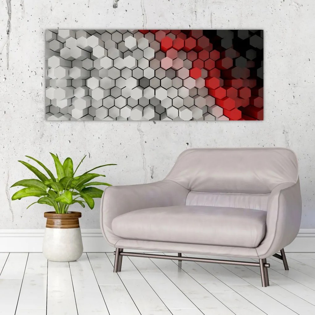 Obraz - 3D hexagóny (120x50 cm)