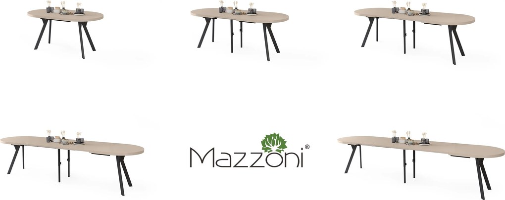 Mazzoni EXPANSO Kašmír / čierne nohy - OVÁLNY ROZKLADACÍ STÔL 160-360 cm PRE 16-18 OSÔB