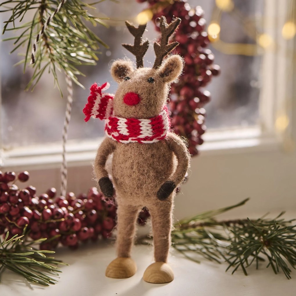 Ib Laursen Plstená vianočná dekorácia Reindeer Rudolf