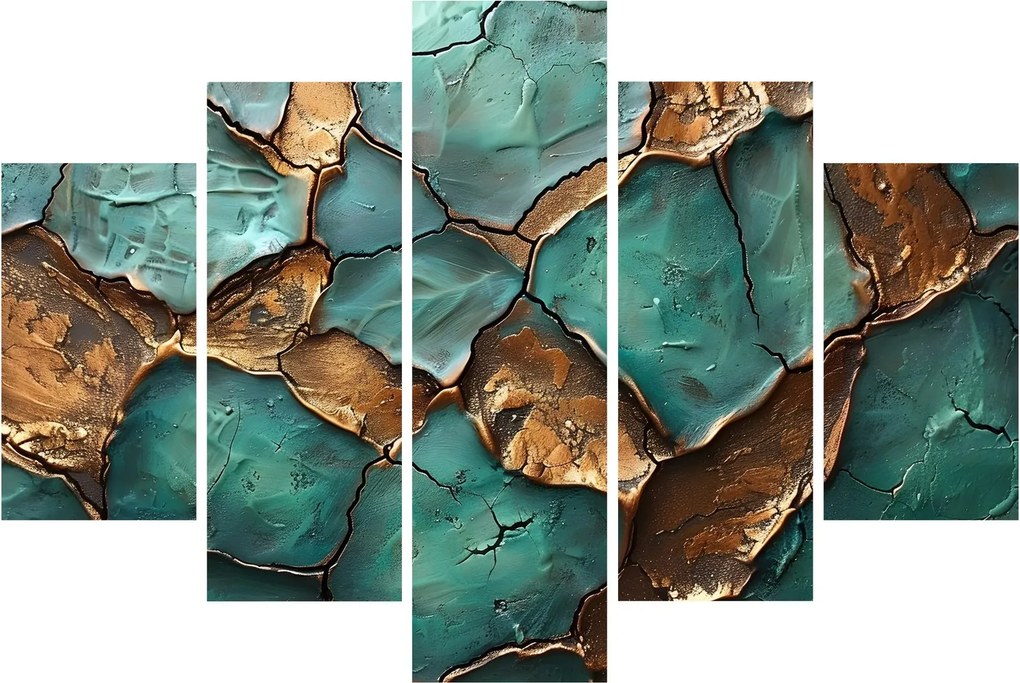 Obraz - Zeleno-zlatá maľba (150x105 cm)