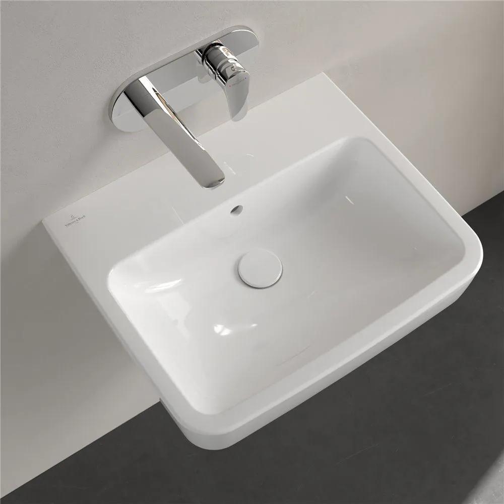 VILLEROY &amp; BOCH O.novo závesné umývadlo bez otvoru, s prepadom, 550 x 460 mm, biela alpská, s povrchom CeramicPlus, 4A4157R1
