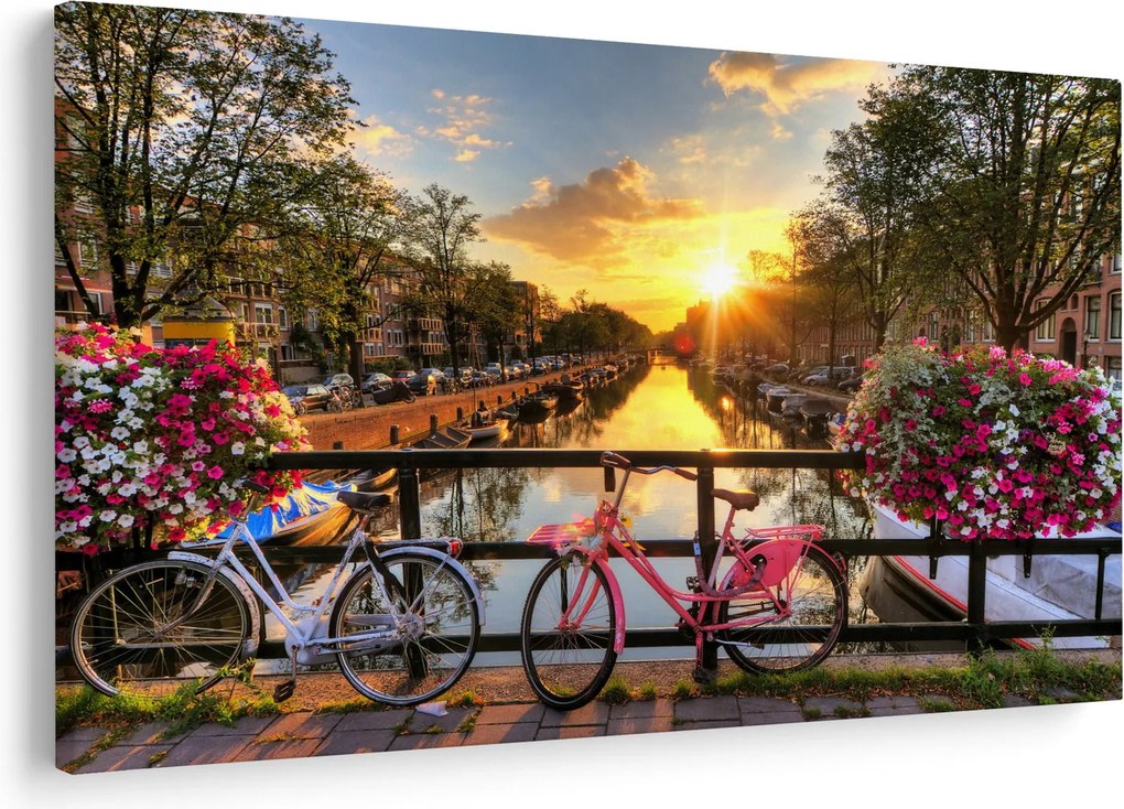 Obraz - Východ slnka v Amsterdame (90x60 cm)