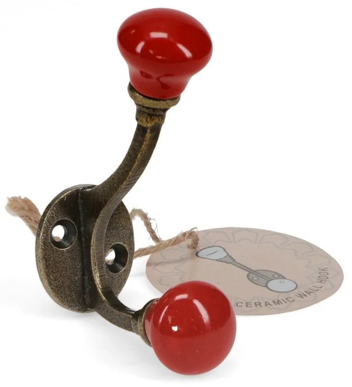 Červený kovový nástenný vešiak 3 cm – Rex London