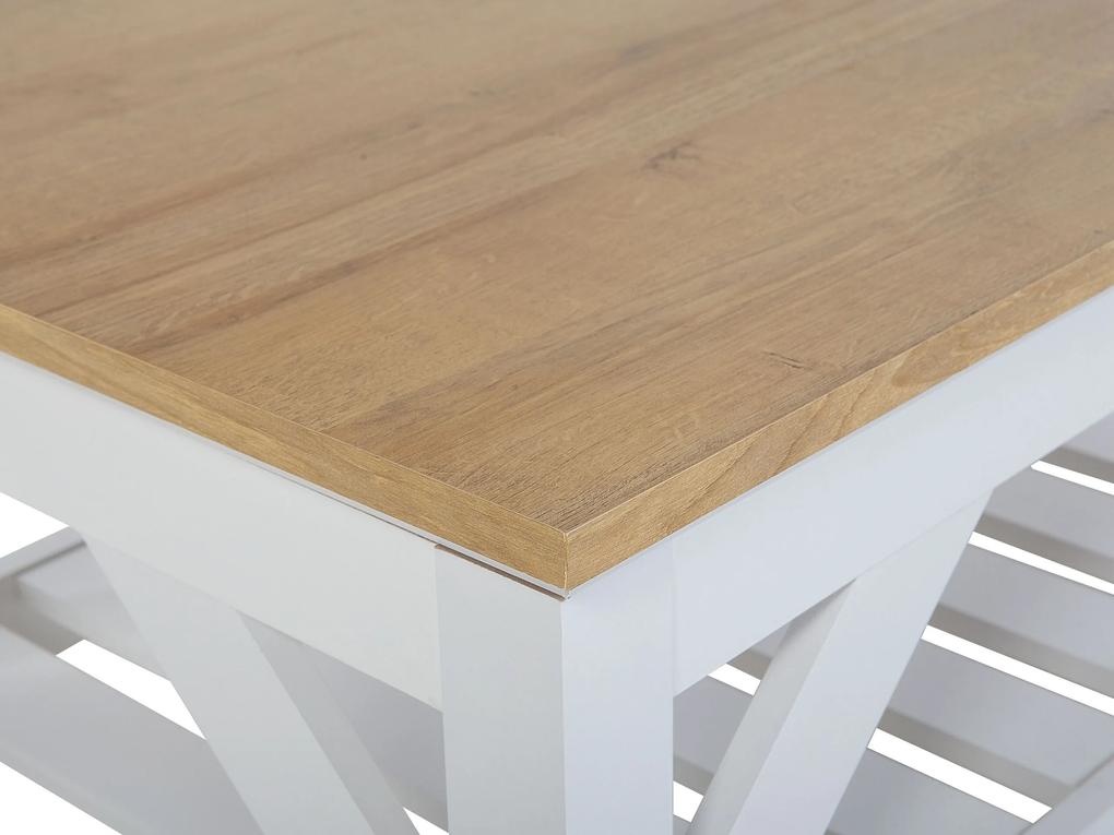 Konferenčný stolík s policou svetlé drevo/biela SAVANNAH Beliani