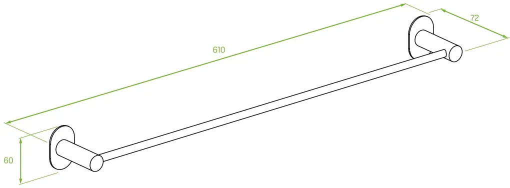 Laveo Miri, vešiak na uteráky 610mm, chrómová, LAV-ALM_016S