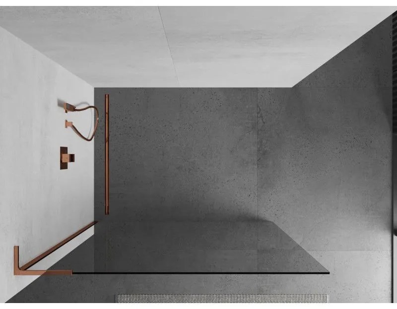 Mexen Kioto L, sprchová zástena Walk-In 90 x 200 cm, 8mm číre sklo, ružové zlato profil, 800-090-103-60-00