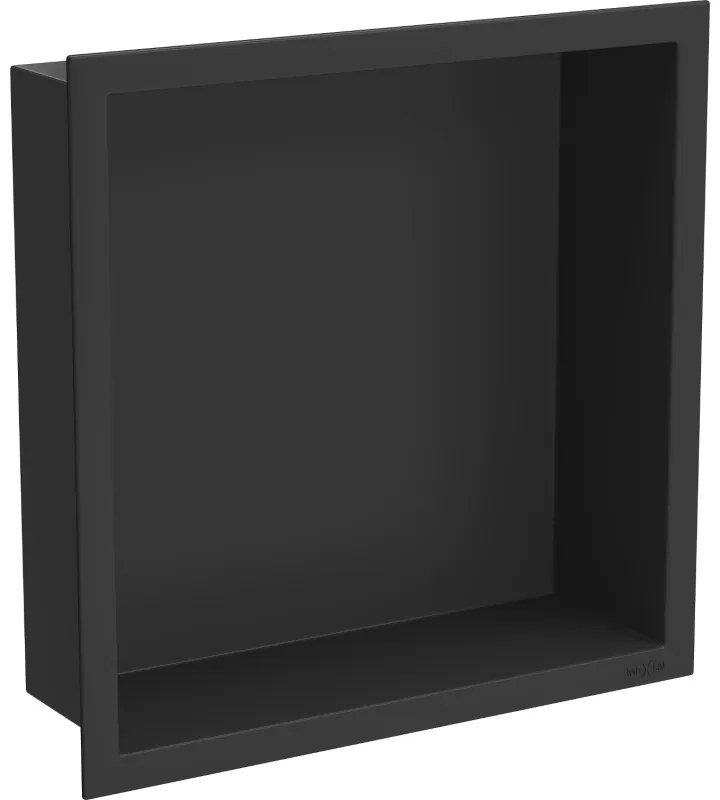 Mexen X-Wall-R, polička na zapustenie na obklad s golierom 30 x 30 cm, čierna matná, 1970303010