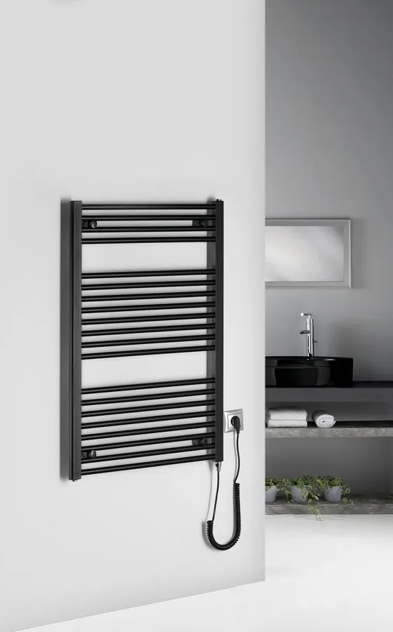 Aqualine Aqualine, DIRECT-E elektrické vykurovacie teleso, rovné, 600x960 mm, 400 W, čierna, ILE96TB