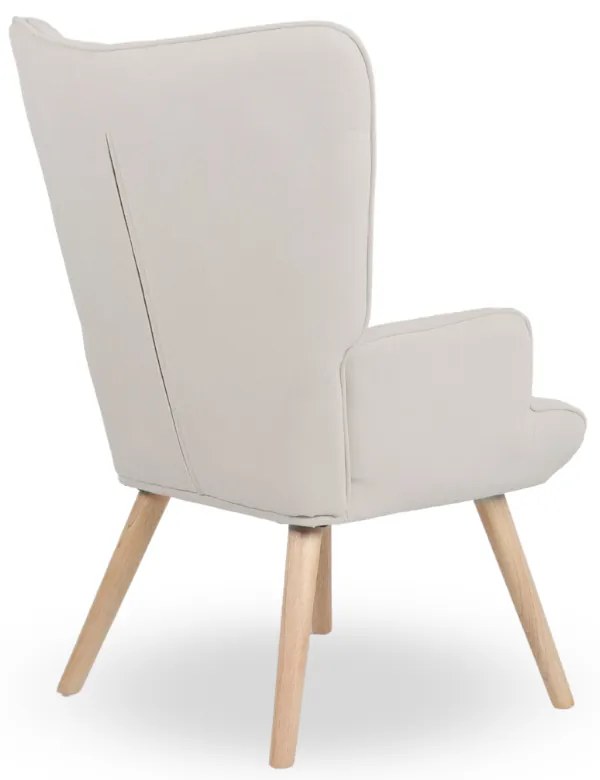 Kreslo ušiak LUGO — masív, látka, prírodná / krémová