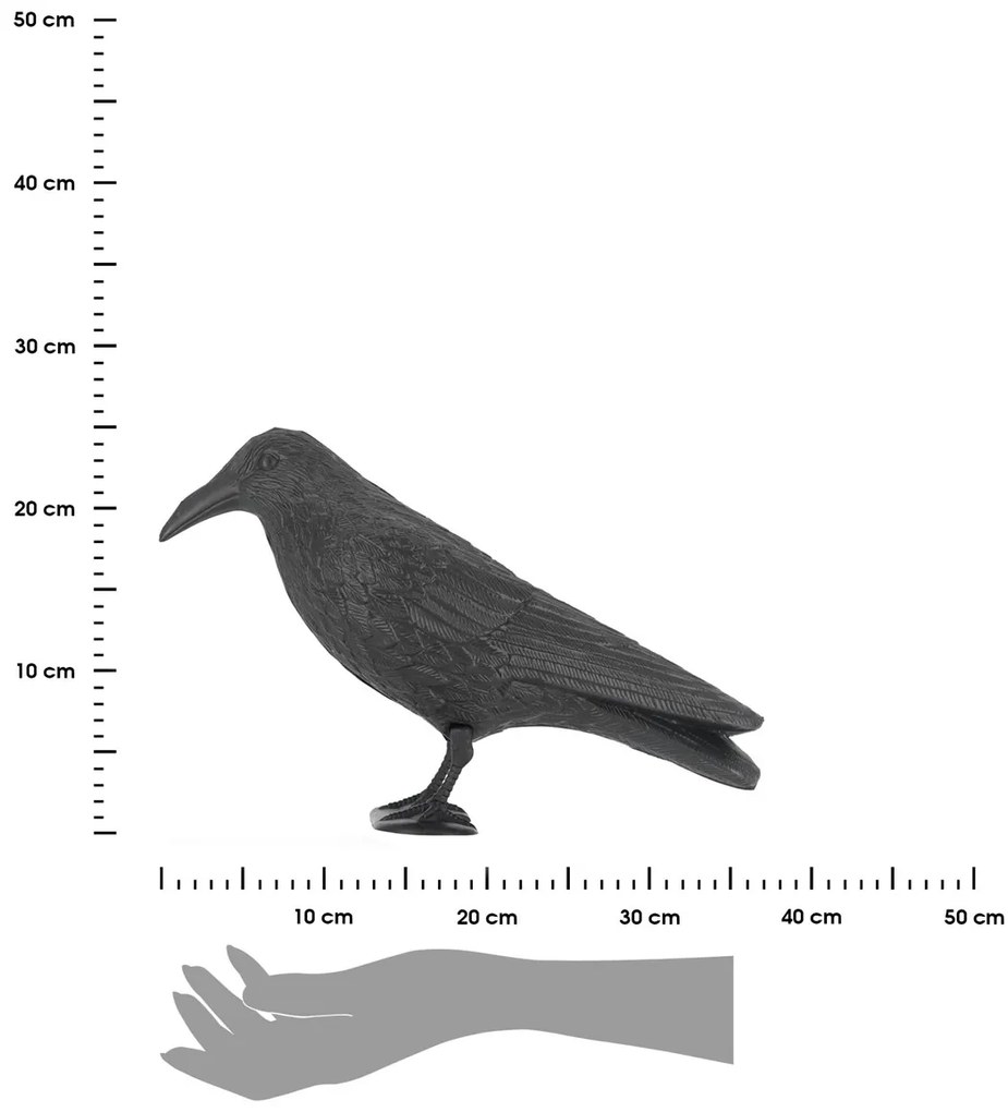 Záhradná figúrka z polyetylénu Crow, 21,5 cm, čierna