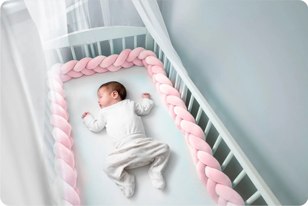 Ochranný vrkoč do postieľky Ricokids 3m - ružový 722113