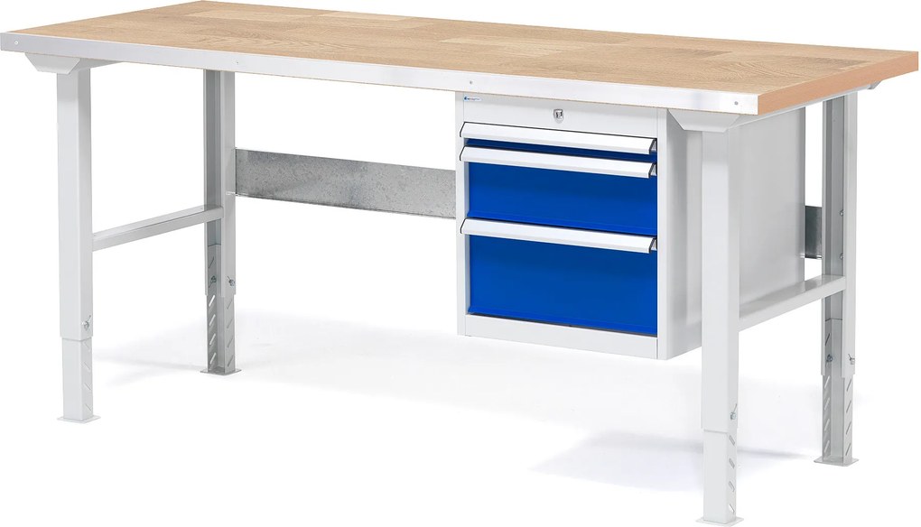 Dielenský stôl Solid s 3 zásuvkami, nosnosť 750 kg, 1500x800 mm, dub